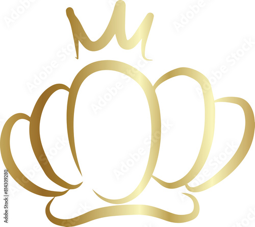 Royal crown of gold set. Element drawn by hand