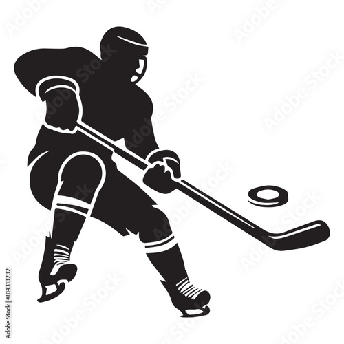 Hockey silhouette black vector flat illustration.