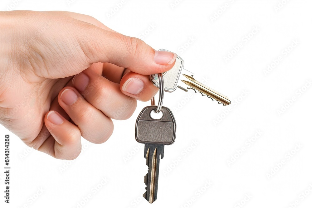 hand holding keys, isolated on white hand holding keys, isolated on white