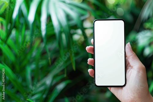 hand holding a smartphone with a white screen