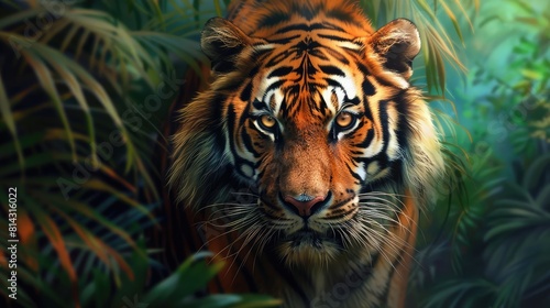Jungle King Tiger in Tropical Forest 