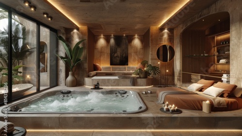 Wallpaper Mural A luxury spa suite with private jacuzzi, ambient mood lighting, and plush surroundings. Torontodigital.ca