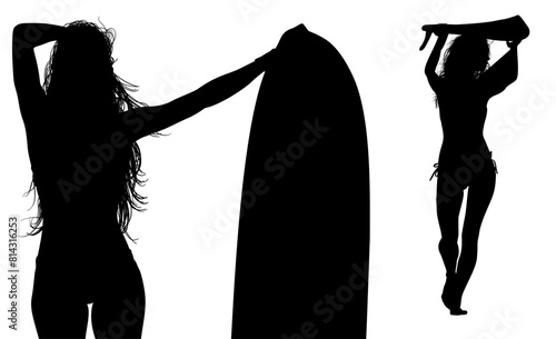 surfistas, contraluz, vector, tabla, surf, mar, atardecer, mujer surfista, silueta, tablista, ilustracion, arte surf, rosa, surfista en la playa, chica surf, mujer