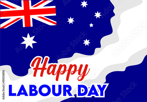 happy australian workers day with australian flag