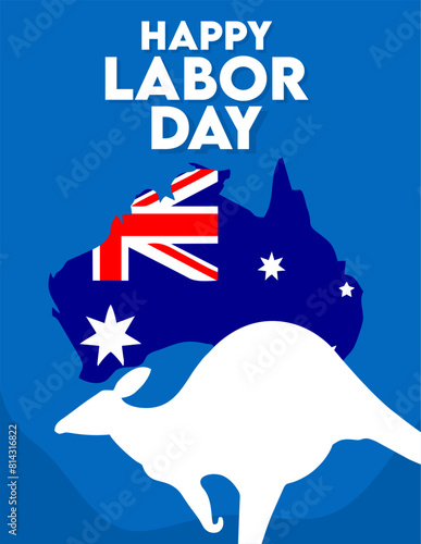happy australian workers day with australian flag
