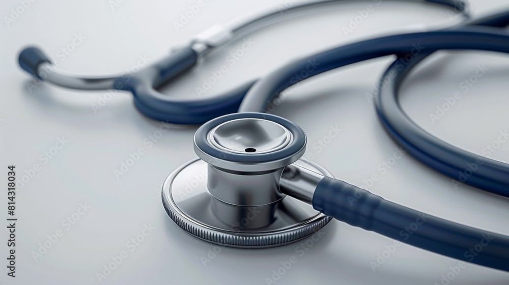 A modern stethoscope with ergonomic design, isolated on white. A modern stethoscope with ergonomic design, isolated on white.