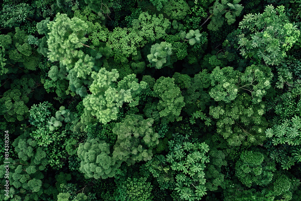 Aerial top view forest tree Rainforest ecosystem and healthy environment concept and background Texture of green tree forest view from above.
