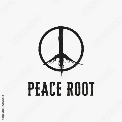 Peace root symbol logo icon vector on white background