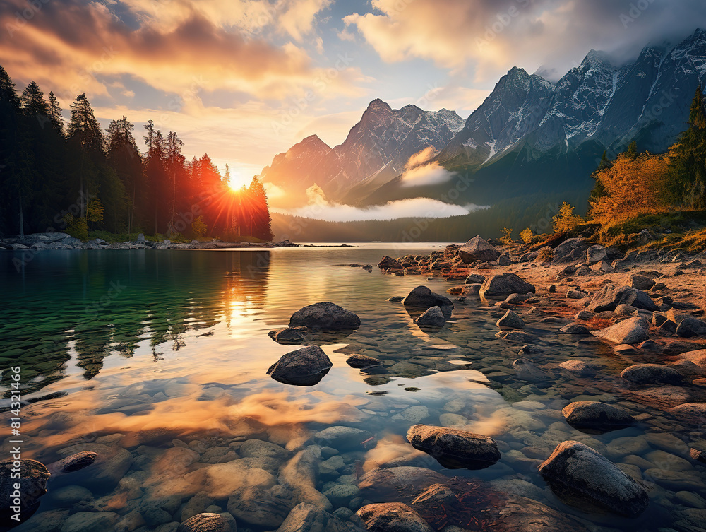 Φωτογραφία Tatra national park in poland famous mountains lake morskie oko or sea eye lake