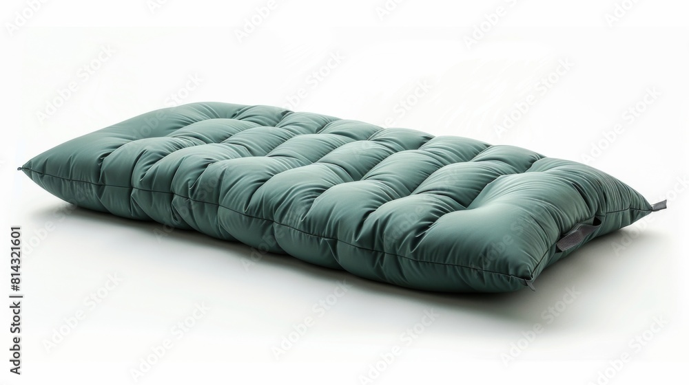 Obraz premium a camping pillow, compact and inflatable, isolated on a white background.