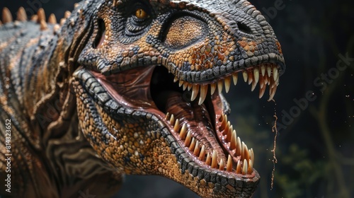 Intense Close-Up of a Fierce Dinosaur 