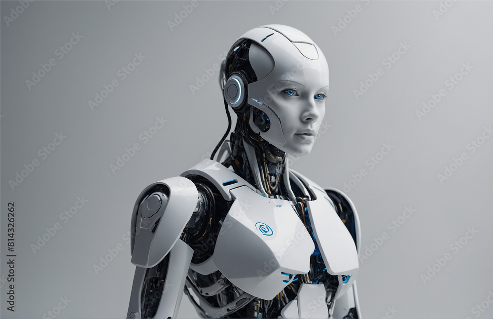 Robot woman with wight background, Generative AI Robot woman with wight background, Generative AI