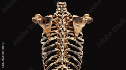 Spinal Cord Vertebral Column Thoracic Vertebrae of Human Skeleton System Anatomy
