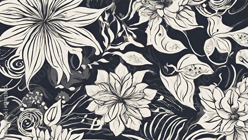 Monochrome Elegance  Intricate Floral Design in Grayscale