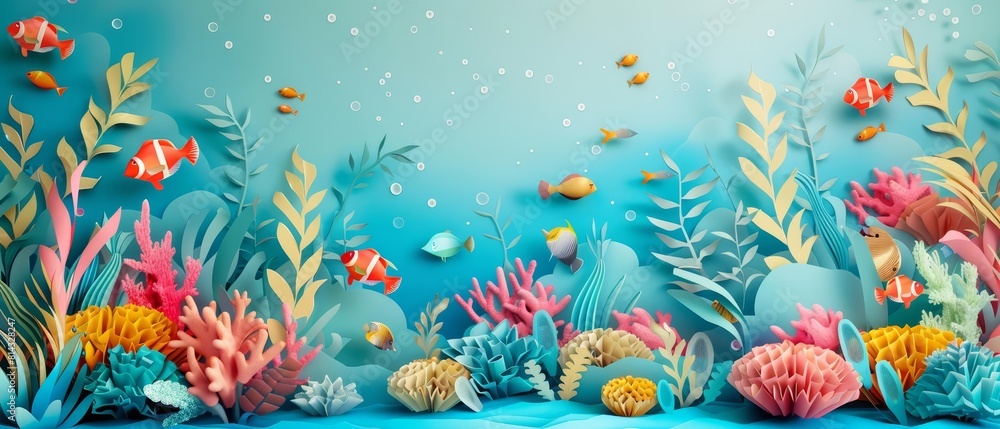 Creative paper art of a whimsical underwater scene Creative paper art of a whimsical underwater scene