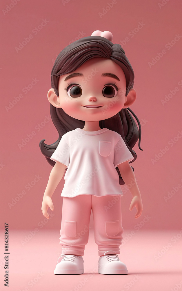 3D rendering of cute cartoon little girl, Children's Day concept illustration 3D rendering of cute cartoon little girl, Children's Day concept illustration