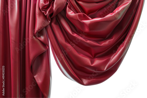 Red silk fabric with a smooth, luxurious texture drapes elegantly, perfect for a romantic backdrop