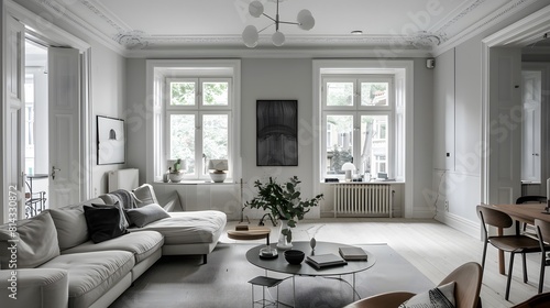 modern living room with ornamental plants