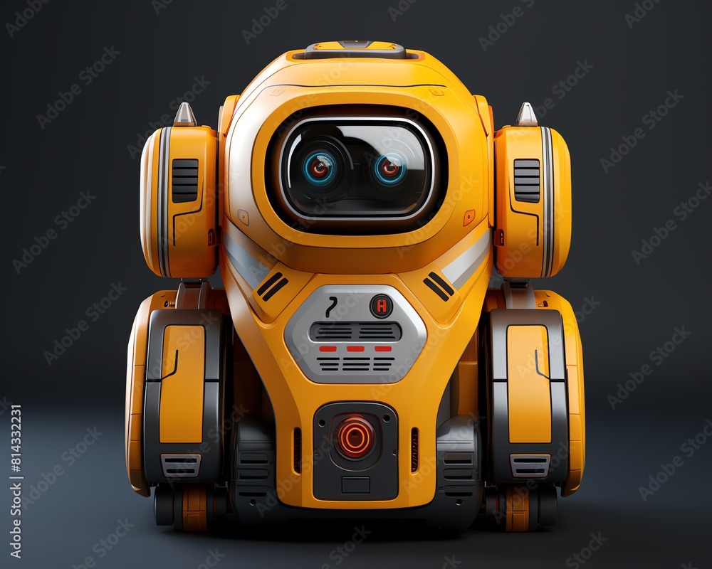 Fototapeta premium Cute yellow robot toy with big eyes and a friendly face