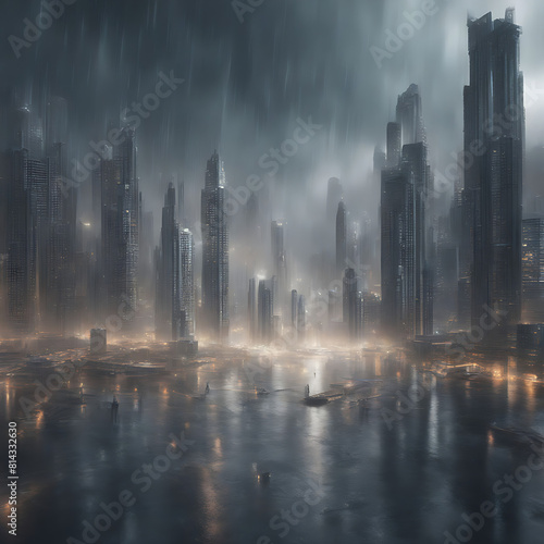 In Dubai, a tempestuous storm unleashes its fury, drenching the cityscape in a torrential downpour.