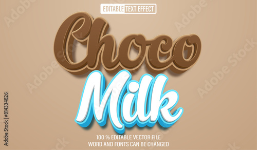Editable 3d text style effect - Choco Milk text effect Template