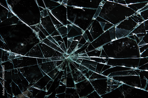 Broken glass texture, shattered splashing glass 3D rendering © lin