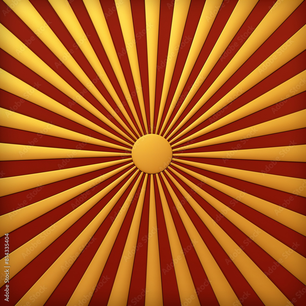 Obraz premium Radiant Golden Sunburst Pattern in a 3D Badge Style: An Engaging Emblem Design