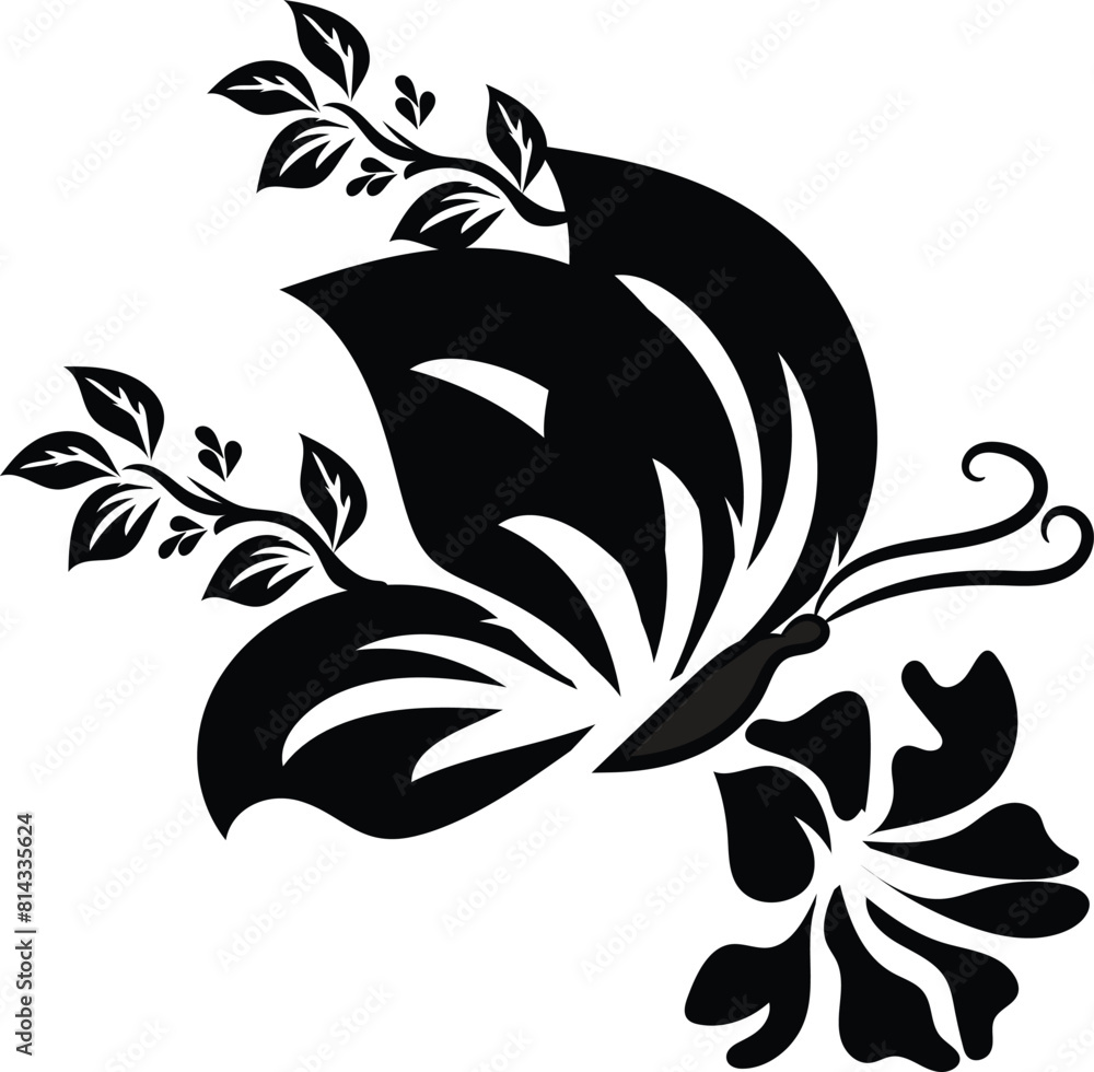 a butterfly drawing with black and white designs on it a butterfly drawing with black and white designs on it