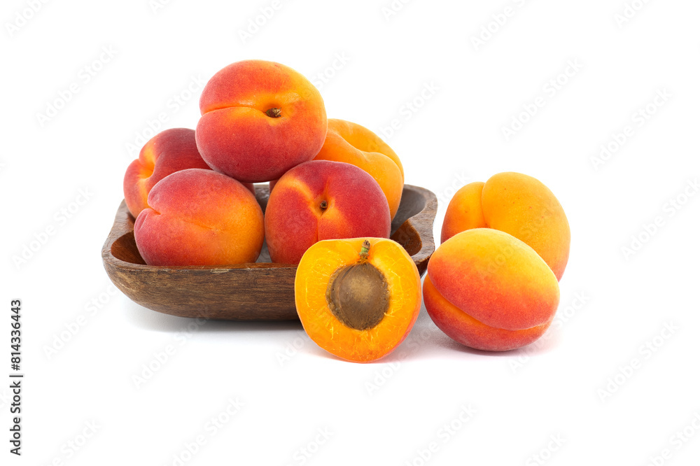 Group of fresh apricots isolated on a white background Group of fresh apricots isolated on a white background