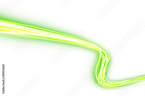 Εκτύπωση καμβά green Light Trails on transparent background