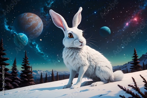 Snowshoe hare in space 