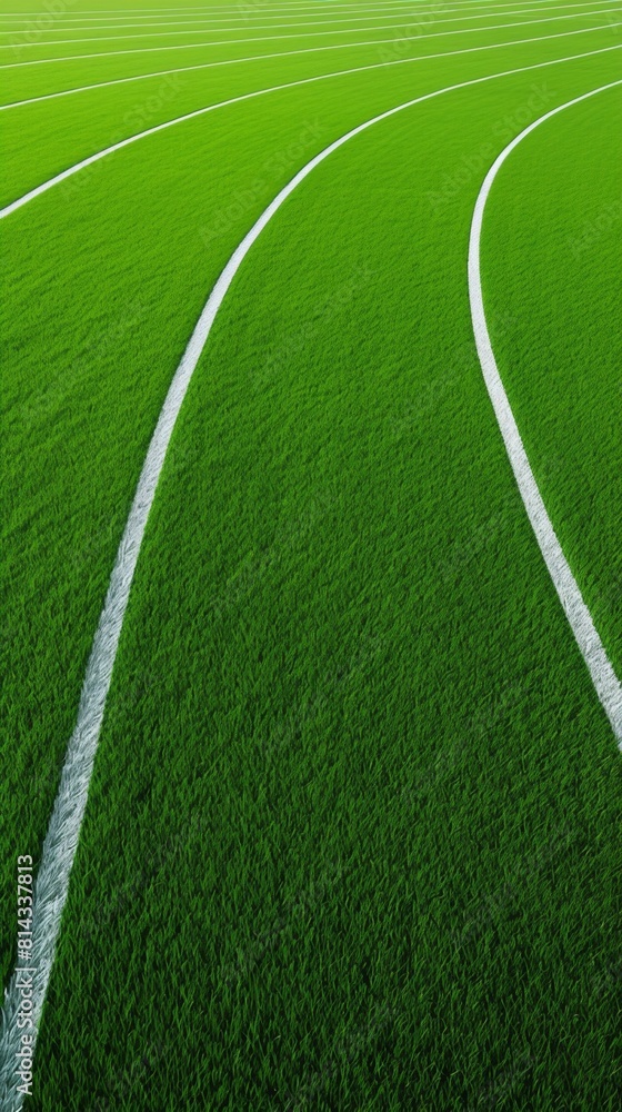 Close-up of artificial turf, grass track and field track on soccer ...