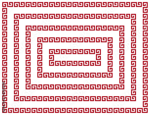 雷文風マークのベクターイラストセット（中国風ラーメンマーク、中華風マーク）