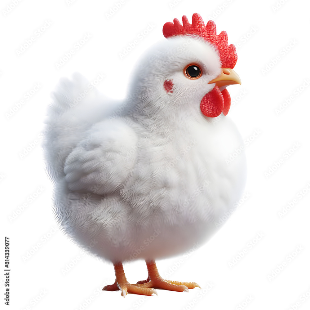 a white chicken, transparent background, animal set a white chicken, transparent background, animal set