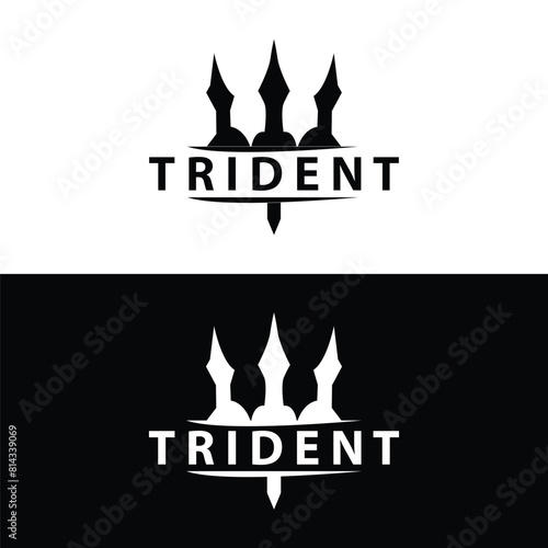 Trident logo design spear weapon vector sea king poseidon neptune symbol template