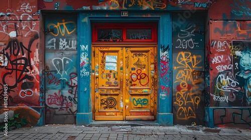 Urban-Graffiti-Art-Skull-Door.