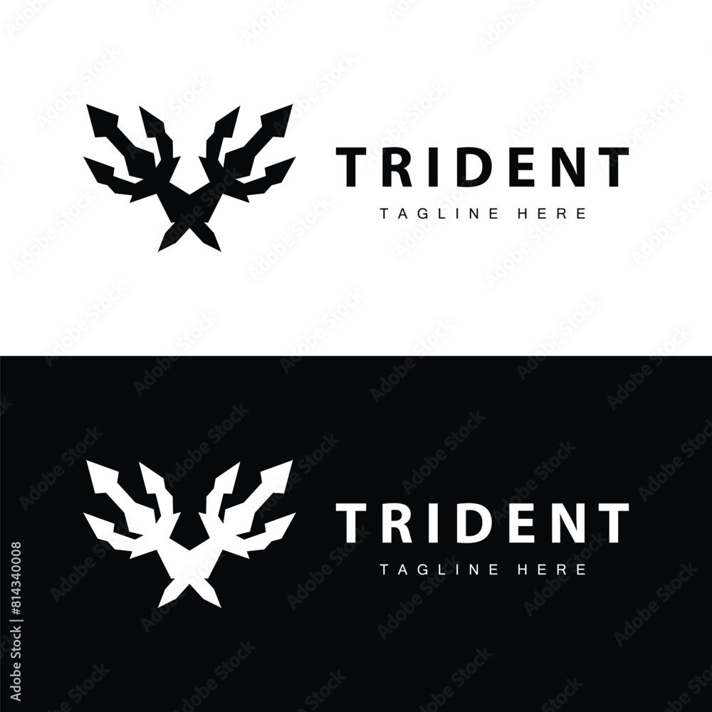 Trident logo design spear weapon vector sea king poseidon neptune symbol template Trident logo design spear weapon vector sea king poseidon neptune symbol template