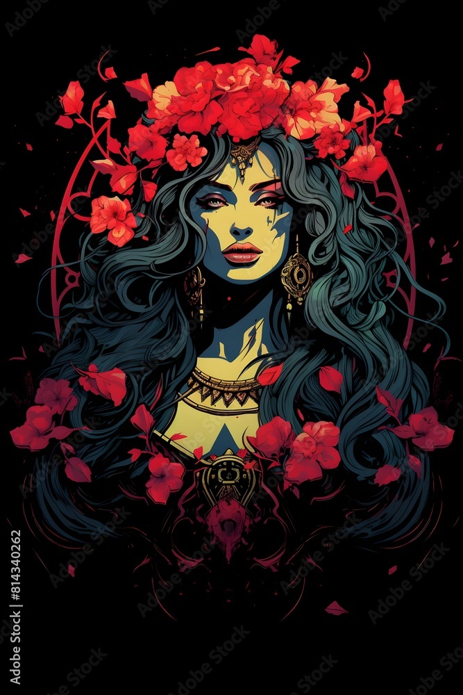 Persephone Queen of the Underworld Portrayed in Vivid Streetwear Synthwave Aesthetic Persephone Queen of the Underworld Portrayed in Vivid Streetwear Synthwave Aesthetic
