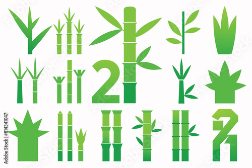 Set of bamboo icon Silhouette Design with white Background and Vector Illustration on white background