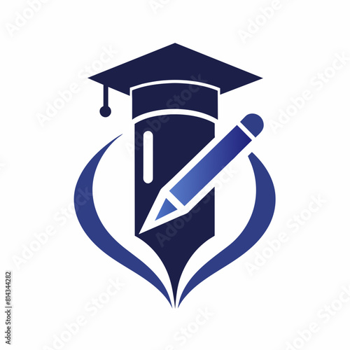 Modern Educational logo vector art illustration with a Graduation cap and Pen icon logo design.