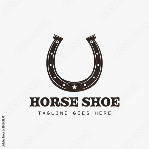 Vintage western country Horse shoe logo vector on white background