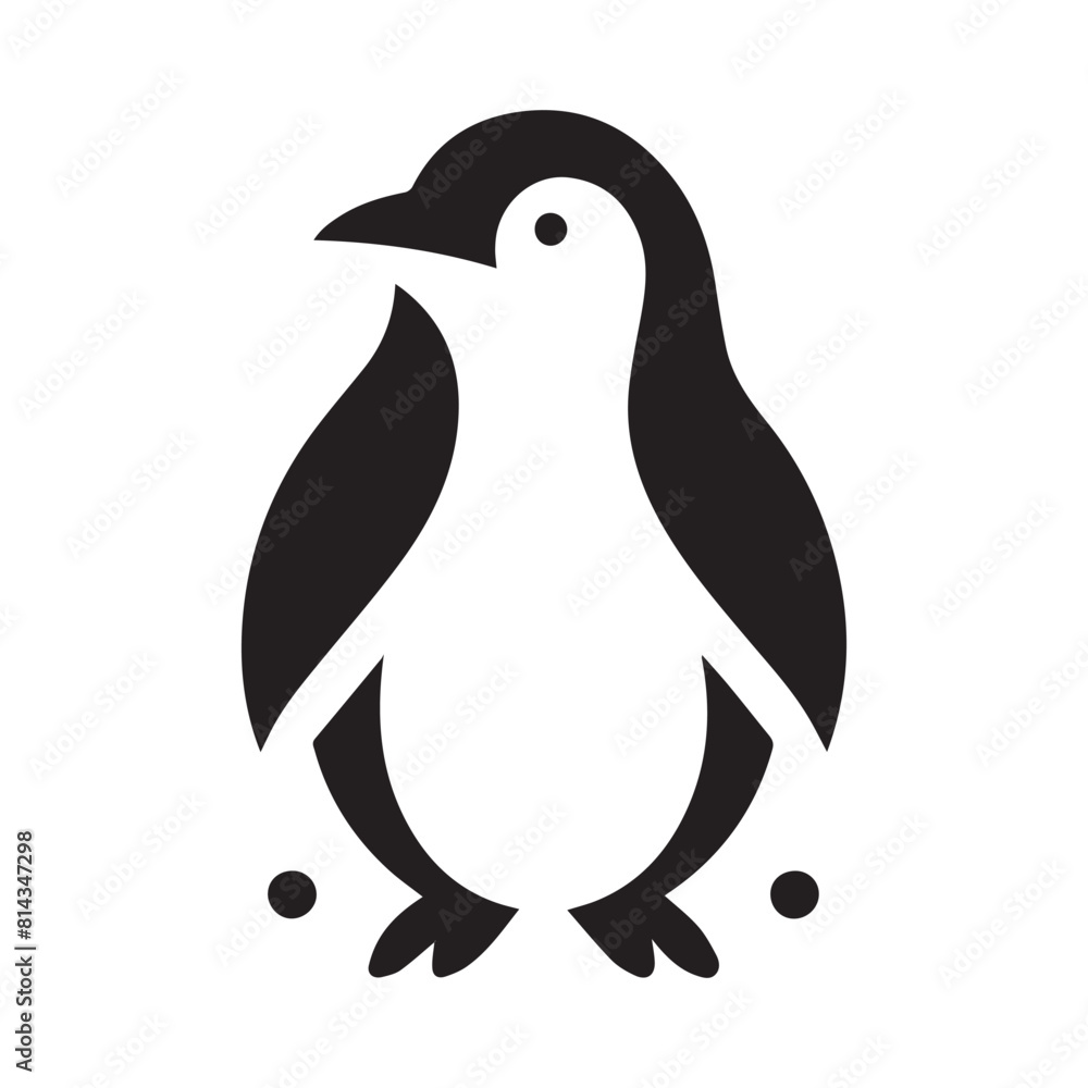 Naklejka premium Minimalist penguin logo on a white background
