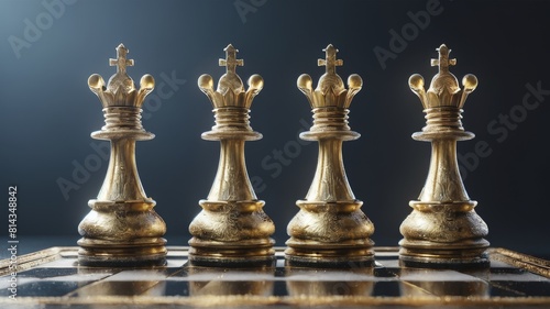 chess game chess board Elegant design and gold color Frosted Style