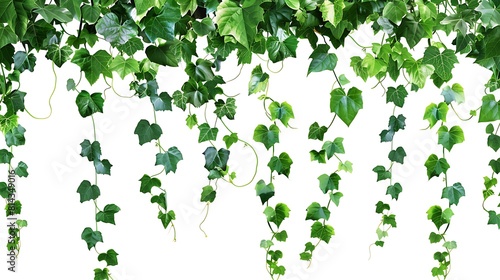 Vines with heart-shaped leaves hanging on the white background, photo