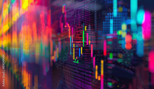 Wallpaper Mural Closeup of stock market charts , generative ai Torontodigital.ca