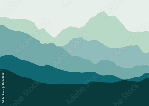 Landscape nature panorama. Vector illustration in flat style.