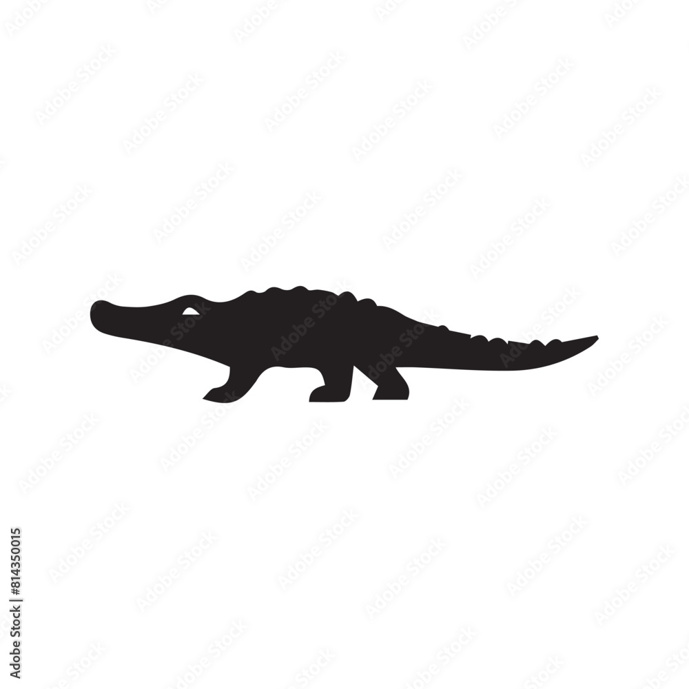 Minimalist crocodile logo on a white background
