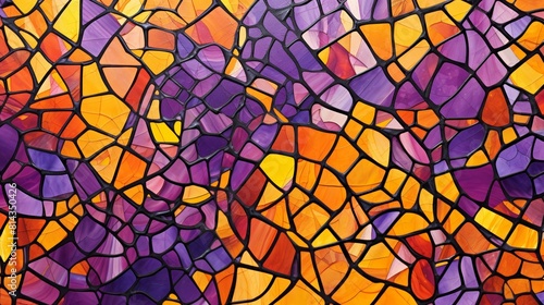 Stained glass window in bright colors.