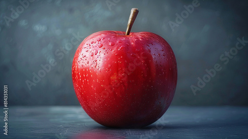 Shiny red apple with a smooth, reflective surface, front view, Perfect apple, pristine tone, Complementary Color Scheme photo