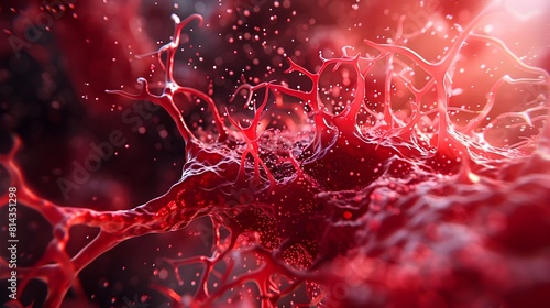 Captivating Microscopic Glimpse:Revealing the Intricate Beauty of a Blood Cell's Crimson Hues and Cellular Structure photo